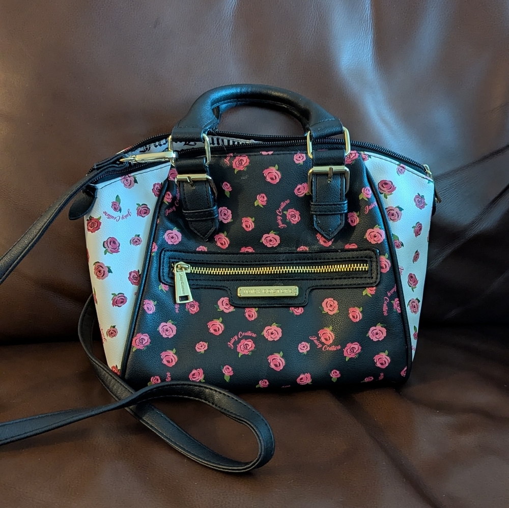 Juicy Couture Black and Pink Floral Bag